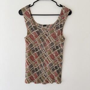 Y2K‎ Crinkle Sleeveless Top Earth Tone Fairy Grunge Indie Boho L